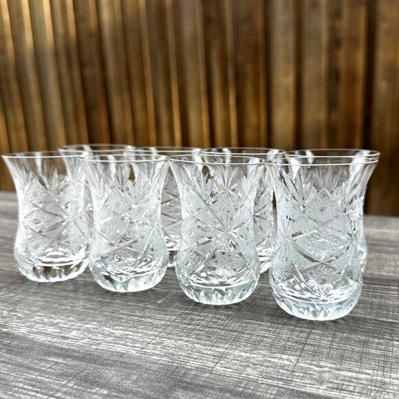 Unbranded Other - Persian Vintage Tea Glasses Heavy Base Intricate Design-3" Tall-Set of 8